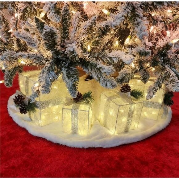 Set of 4 Christmas Lighted Gift Boxes, Pre-lit Light up Present Set with - Picture 6 of 8